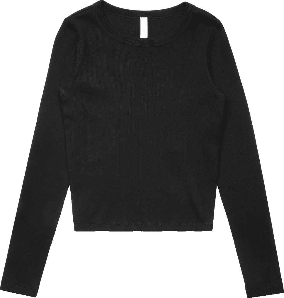 Wo's Organic Rib L/S Tee in Black